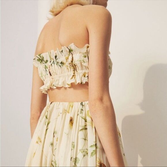 H&M | NEW Wildflower Cropped Bandeau Top Ruffles Women’s Size Medium/Large - Picture 3 of 9